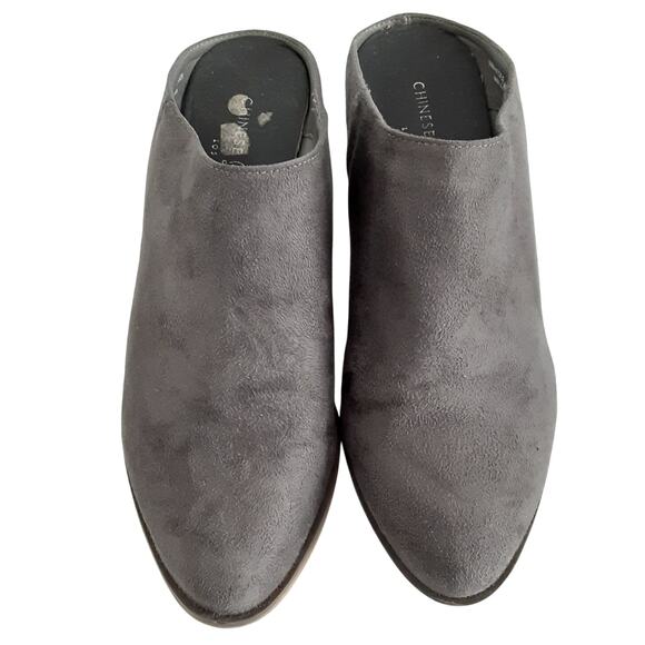 Chinese Laundry Shelbi Suede Mules Block Heel Elephant Gray Womens 8 Ankle Boot - Picture 4 of 11